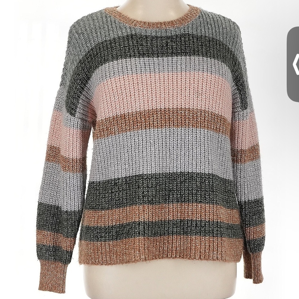 C&C California Crew Neck Sweater Womens Marl Striped Canyon 2X